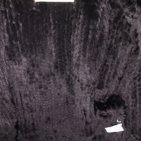 Women's Black Fur Coat Authentic Genuine Fox & Rex Rabbit 100% - Picture 11 of 16